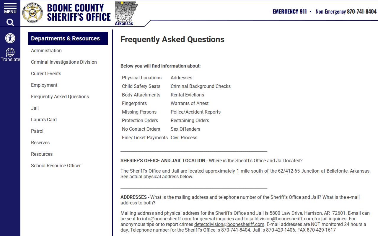 Boone County Sheriff frequently asked questions and records request information